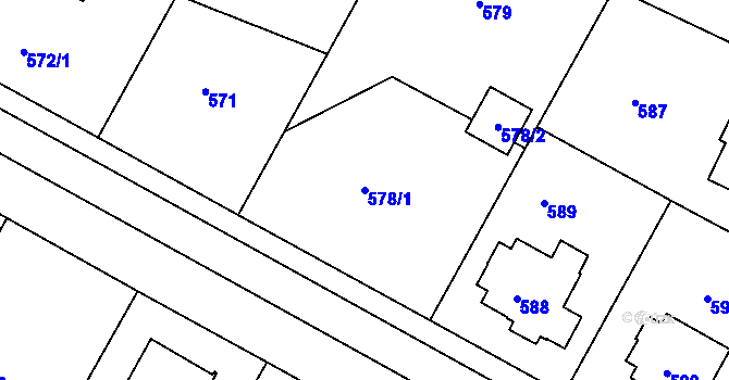 Parcela st. 578/1 v KÚ Kunratice, Katastrální mapa