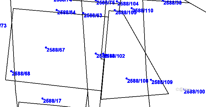 Parcela st. 2588/102 v KÚ Kunratice, Katastrální mapa