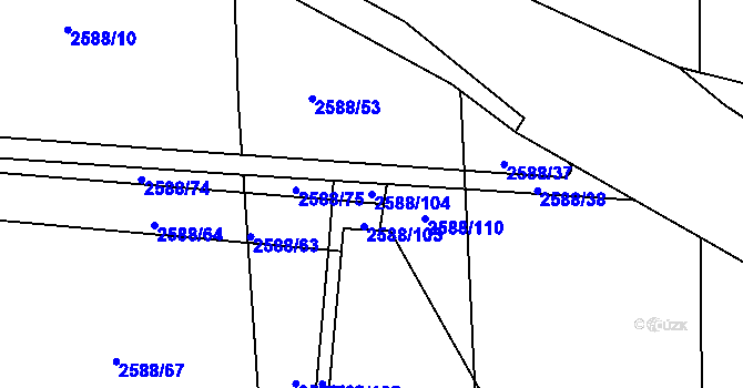 Parcela st. 2588/104 v KÚ Kunratice, Katastrální mapa