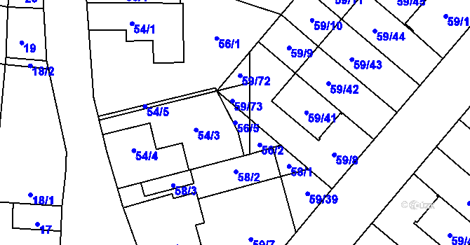 Parcela st. 56/5 v KÚ Kunratice, Katastrální mapa