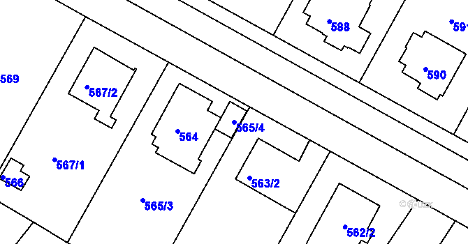 Parcela st. 565/4 v KÚ Kunratice, Katastrální mapa