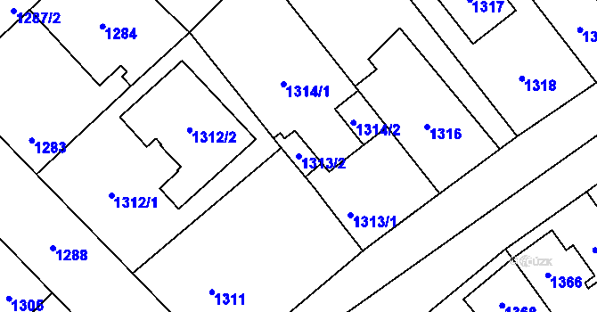 Parcela st. 1313/2 v KÚ Kunratice, Katastrální mapa