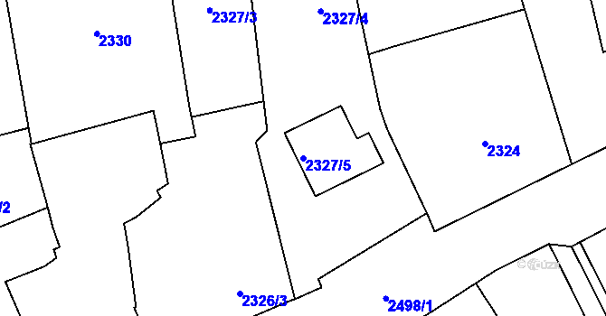 Parcela st. 2327/5 v KÚ Kunratice, Katastrální mapa