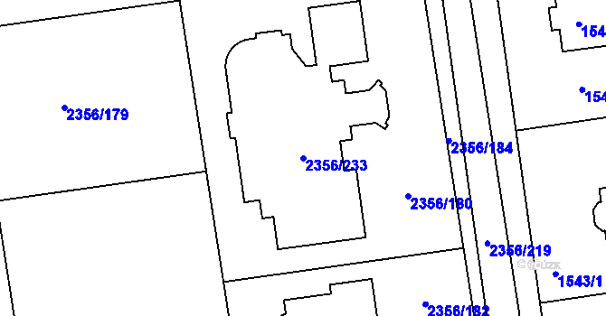 Parcela st. 2356/233 v KÚ Kunratice, Katastrální mapa