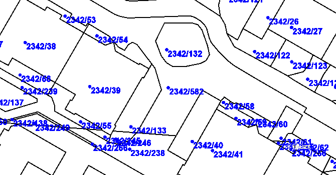 Parcela st. 2342/582 v KÚ Kunratice, Katastrální mapa