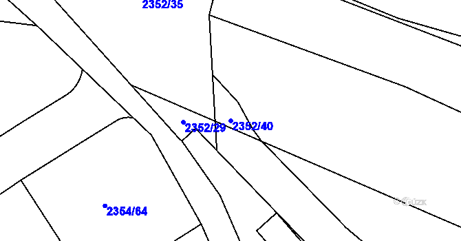 Parcela st. 2352/40 v KÚ Kunratice, Katastrální mapa