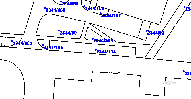Parcela st. 2344/104 v KÚ Kunratice, Katastrální mapa