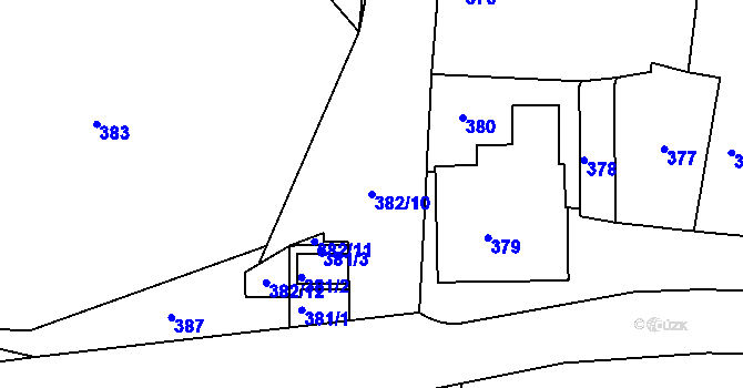 Parcela st. 382/10 v KÚ Kunratice, Katastrální mapa