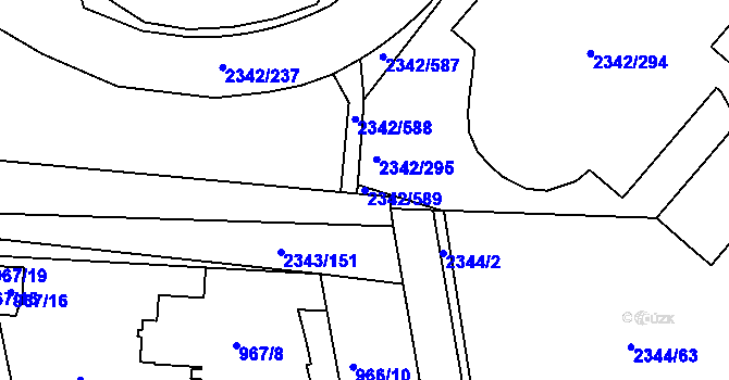 Parcela st. 2342/589 v KÚ Kunratice, Katastrální mapa