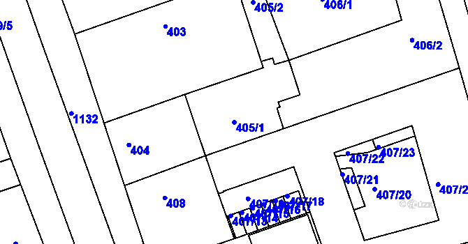 Parcela st. 405/1 v KÚ Libuš, Katastrální mapa