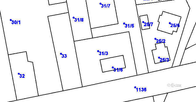Parcela st. 31/3 v KÚ Libuš, Katastrální mapa