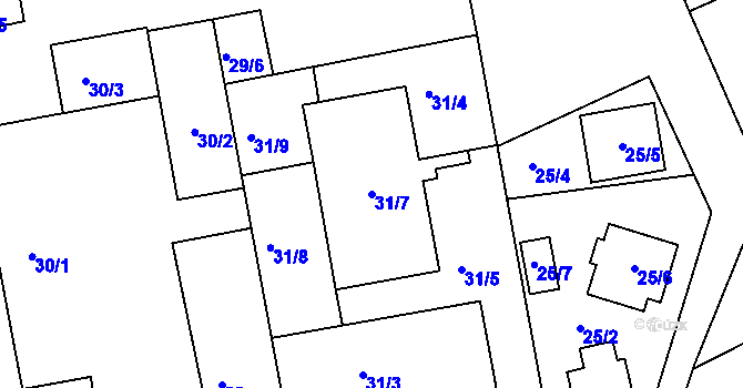 Parcela st. 31/7 v KÚ Libuš, Katastrální mapa