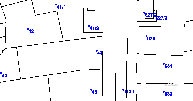 Parcela st. 43 v KÚ Libuš, Katastrální mapa