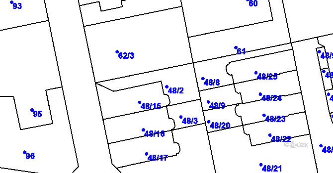 Parcela st. 48/2 v KÚ Libuš, Katastrální mapa