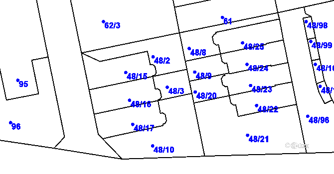 Parcela st. 48/3 v KÚ Libuš, Katastrální mapa