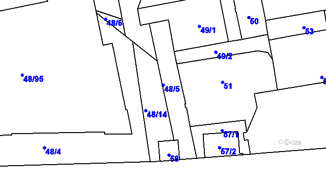 Parcela st. 48/5 v KÚ Libuš, Katastrální mapa