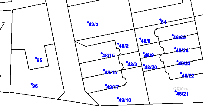 Parcela st. 48/15 v KÚ Libuš, Katastrální mapa