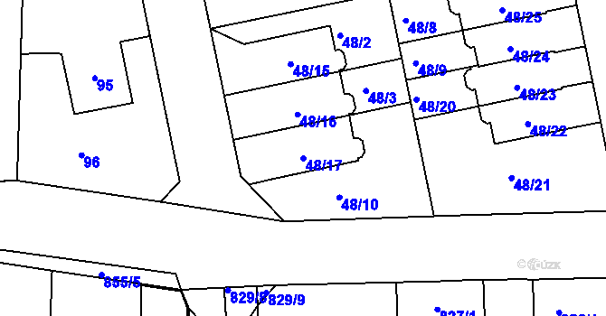 Parcela st. 48/17 v KÚ Libuš, Katastrální mapa