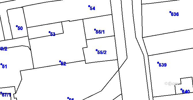 Parcela st. 55/2 v KÚ Libuš, Katastrální mapa