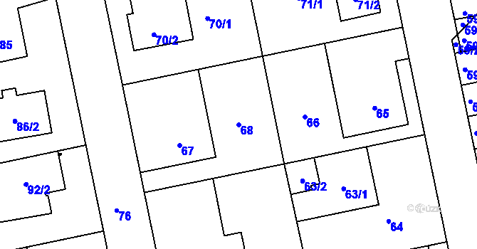 Parcela st. 68 v KÚ Libuš, Katastrální mapa