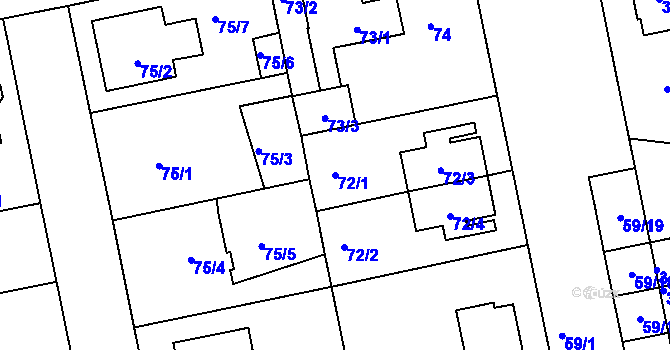 Parcela st. 72/1 v KÚ Libuš, Katastrální mapa