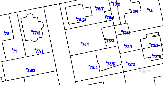 Parcela st. 75/1 v KÚ Libuš, Katastrální mapa