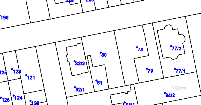 Parcela st. 80 v KÚ Libuš, Katastrální mapa