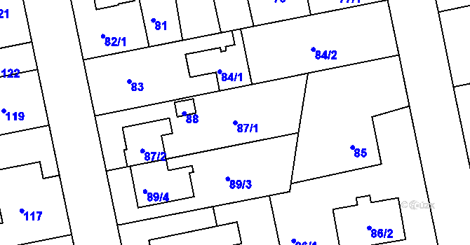 Parcela st. 87/1 v KÚ Libuš, Katastrální mapa