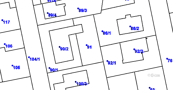 Parcela st. 91 v KÚ Libuš, Katastrální mapa