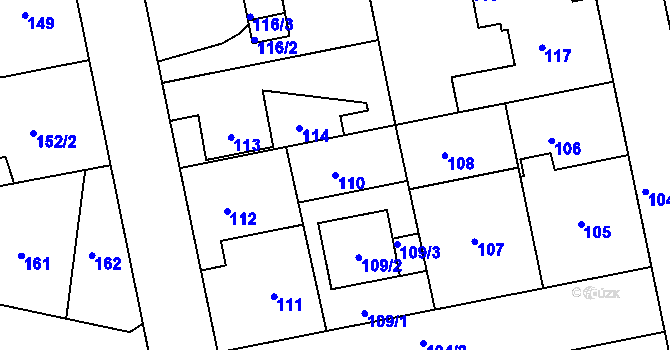 Parcela st. 110 v KÚ Libuš, Katastrální mapa