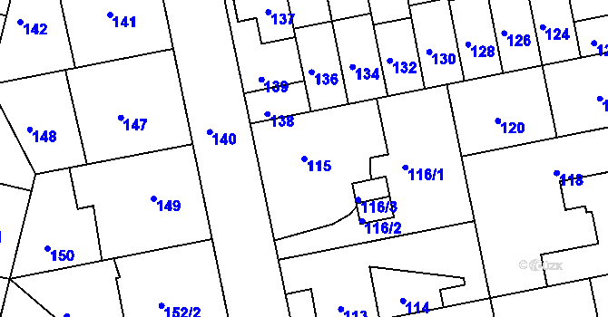 Parcela st. 115 v KÚ Libuš, Katastrální mapa