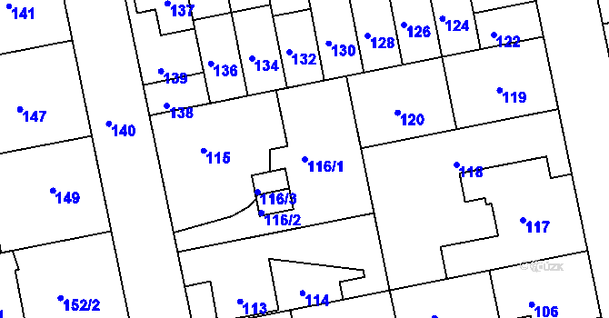 Parcela st. 116/1 v KÚ Libuš, Katastrální mapa