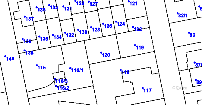 Parcela st. 120 v KÚ Libuš, Katastrální mapa