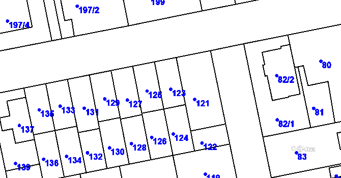 Parcela st. 123 v KÚ Libuš, Katastrální mapa