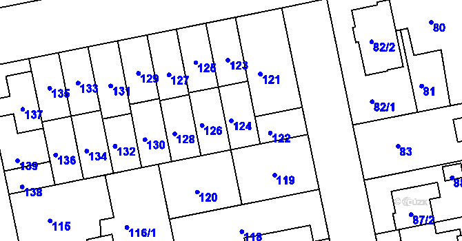 Parcela st. 124 v KÚ Libuš, Katastrální mapa