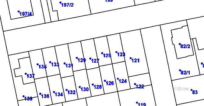 Parcela st. 125 v KÚ Libuš, Katastrální mapa