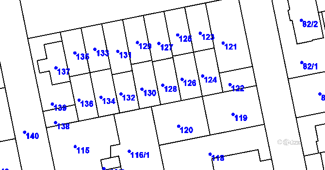 Parcela st. 128 v KÚ Libuš, Katastrální mapa
