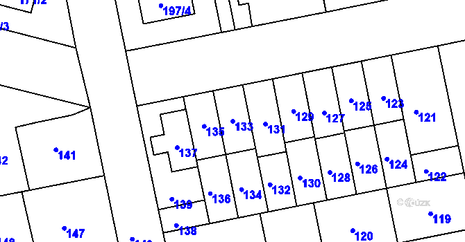 Parcela st. 133 v KÚ Libuš, Katastrální mapa