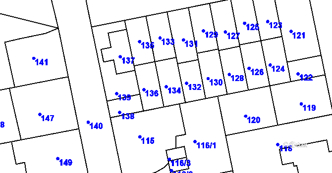 Parcela st. 134 v KÚ Libuš, Katastrální mapa