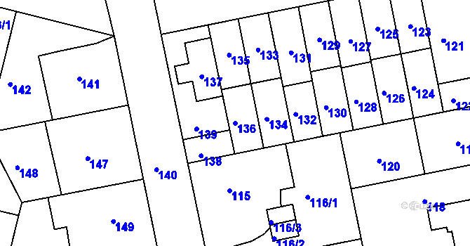 Parcela st. 136 v KÚ Libuš, Katastrální mapa