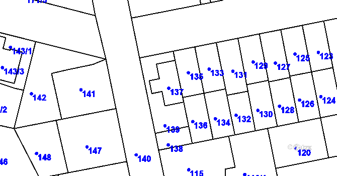 Parcela st. 137 v KÚ Libuš, Katastrální mapa