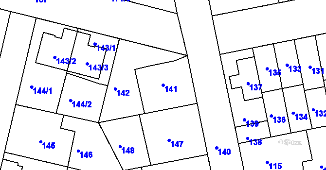 Parcela st. 141 v KÚ Libuš, Katastrální mapa