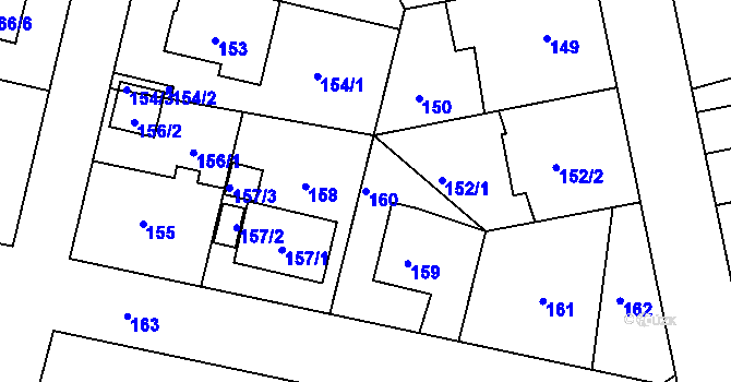 Parcela st. 160 v KÚ Libuš, Katastrální mapa