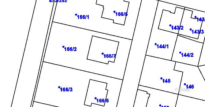 Parcela st. 166/7 v KÚ Libuš, Katastrální mapa
