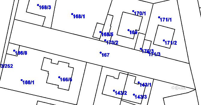 Parcela st. 167 v KÚ Libuš, Katastrální mapa