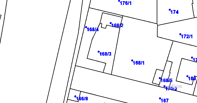 Parcela st. 168/3 v KÚ Libuš, Katastrální mapa
