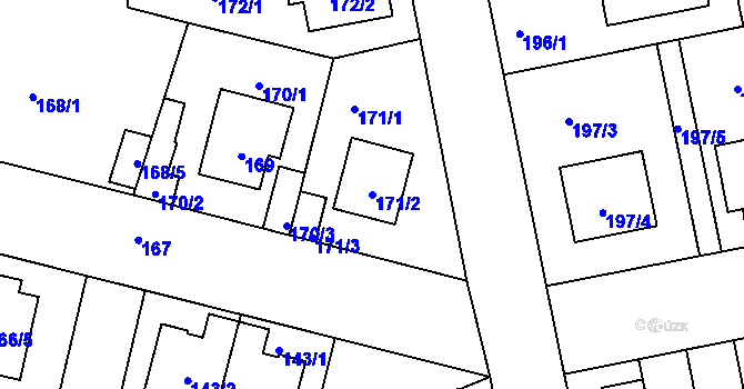 Parcela st. 171/2 v KÚ Libuš, Katastrální mapa
