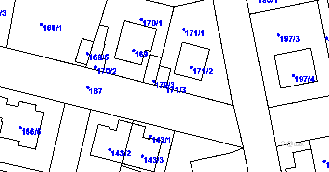 Parcela st. 171/3 v KÚ Libuš, Katastrální mapa