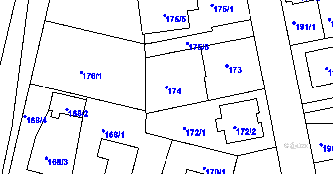 Parcela st. 174 v KÚ Libuš, Katastrální mapa
