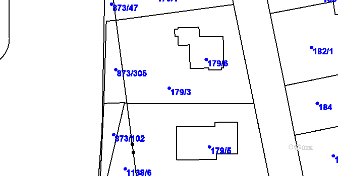 Parcela st. 179/3 v KÚ Libuš, Katastrální mapa